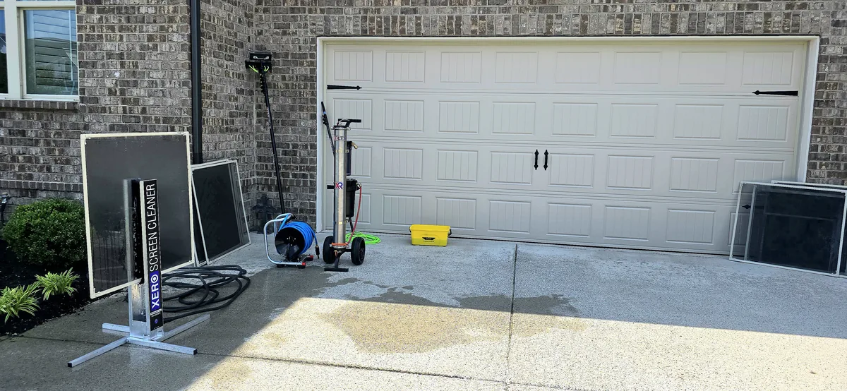 Professional window cleaning service at a Middle Tennessee home