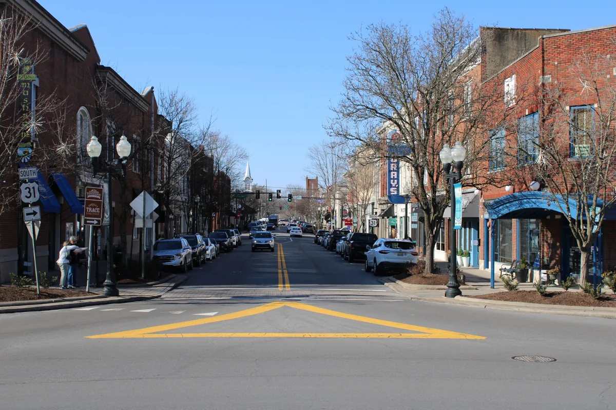 Professional window cleaning in Franklin, Tennessee — historic Main Street